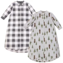 Hudson Baby Infant Boy Long-Sleeve Fleece Sleeping Bag, Forest Bear, 0-9 Months