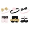Hudson Baby Infant Girl 12Pc Headband And Socks Giftset, Gold Sequin Red Sequin, One Size