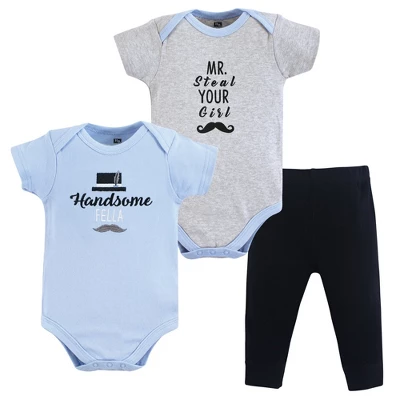 Hudson Baby Infant Boy Cotton Bodysuit And Pant Set, Handsome Fella 1 Hudson Baby Infant Boy Cotton Bodysuit And Pant Set, Handsome Fella