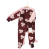 Hudson Baby Infant Girl Plush Sleep And Play, Burgundy Floral