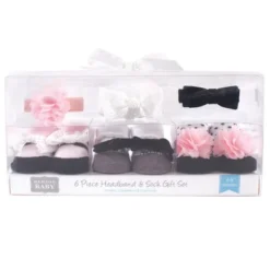Hudson Baby Infant Girl Headband And Socks Giftset 6pc, Little Lady, One Size