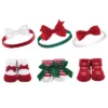 Hudson Baby Infant Girl Headband And Socks Giftset 6pc, Christmas Snowflake, One Size