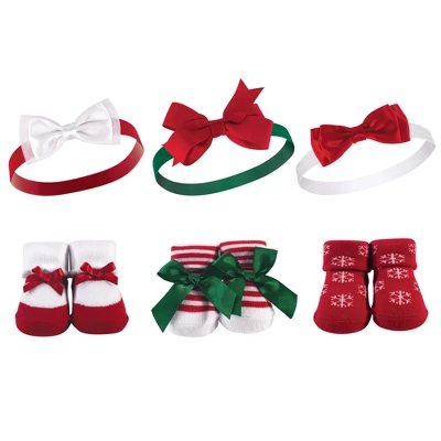 Hudson Baby Infant Girl Headband And Socks Giftset 6pc, Christmas Snowflake, One Size 1 Hudson Baby Infant Girl Headband And Socks Giftset 6pc, Christmas Snowflake, One Size