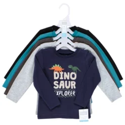 Hudson Baby Infant And Toddler Boy Long Sleeve T-Shirts, Dino Truck Robot