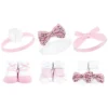 Hudson Baby Infant Girl 12Pc Headband And Socks Giftset, Pink Sequin Red Sequin, One Size