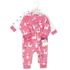Hudson Baby Infant Girl Plush Jumpsuits, Llama