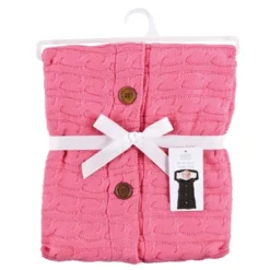 Hudson Baby Infant Girl Faux Shearling Knitted Baby Lounge Stroller Wrap Sack, Azalea Pink, One Size