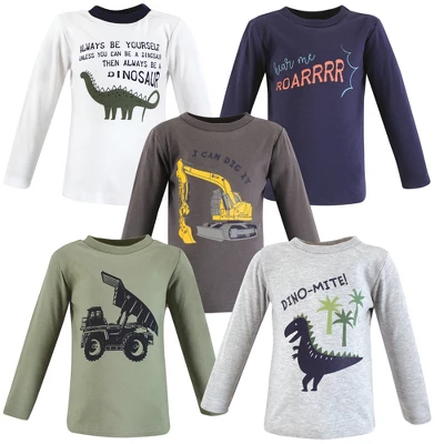 Hudson Baby Infant And Toddler Boy Long Sleeve T-Shirts, Construction Dino 8 Hudson Baby Infant And Toddler Boy Long Sleeve T-Shirts, Construction Dino - Image 8