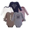Hudson Baby Infant Boy Cotton Long-Sleeve Bodysuits 5pk, Football