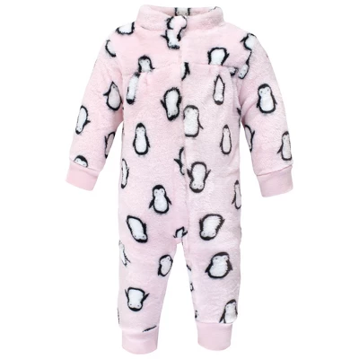 Hudson Baby Infant Girl Plush Jumpsuits, Pink Penguin 2 Hudson Baby Infant Girl Plush Jumpsuits, Pink Penguin - Image 2