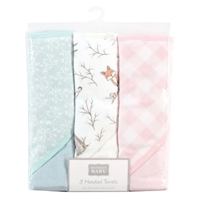 Hudson Baby Infant Girl Cotton Rich Hooded Towels, Enchanted Forest, One Size 1 Hudson Baby Infant Girl Cotton Rich Hooded Towels, Enchanted Forest, One Size
