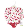Hudson Baby Infant And Toddler Girl Swim Rashguard Set, Cherries