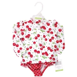Hudson Baby Infant And Toddler Girl Swim Rashguard Set, Cherries
