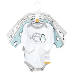 Hudson Baby Unisex Baby Cotton Long-Sleeve Bodysuits, Chill Out Penguin