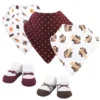 Hudson Baby Infant Girl Cotton Bib And Sock Set 5pk, Girl Turkey, One Size