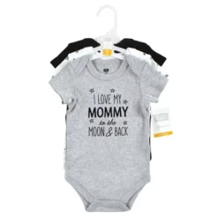 Hudson Baby Infant Boy Cotton Bodysuits, Mom Dad Moon Back