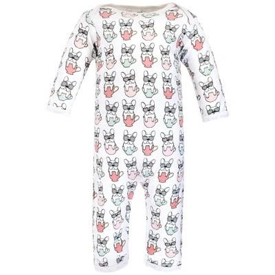 Hudson Baby Infant Girl Cotton Coveralls, Bonjour 4 Hudson Baby Infant Girl Cotton Coveralls, Bonjour - Image 4