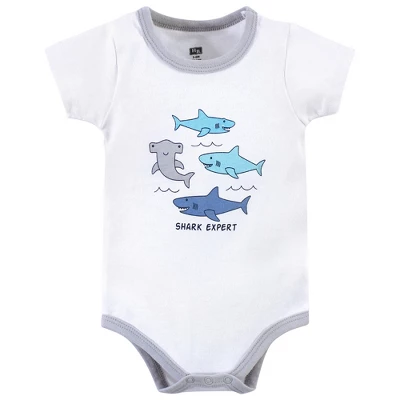 Hudson Baby Infant Boy Cotton Bodysuit, Shorts And Shoe 3pc Set, Shark Expert 2 Hudson Baby Infant Boy Cotton Bodysuit, Shorts And Shoe 3pc Set, Shark Expert - Image 2
