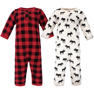 Hudson Baby Infant Boy Premium Quilted Coveralls 2pk, Moose 2 Hudson Baby Infant Boy Premium Quilted Coveralls 2pk, Moose - Image 2