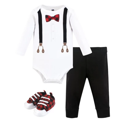 Hudson Baby Infant Boy Cotton Bodysuit, Pant And Shoe Set, Buffalo Plaid Bow Tie 5 Hudson Baby Infant Boy Cotton Bodysuit, Pant And Shoe Set, Buffalo Plaid Bow Tie - Image 5