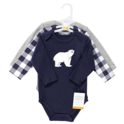 Hudson Baby Infant Boy Cotton Long-Sleeve Bodysuits, Polar Bear