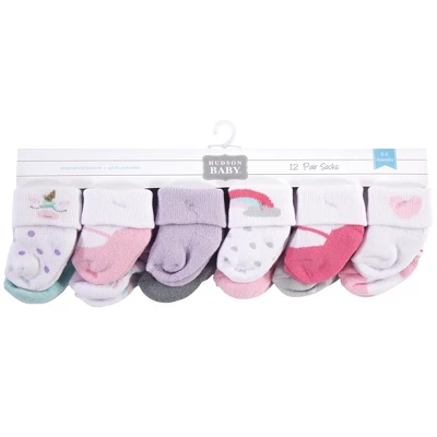 Hudson Baby Infant Girl Cotton Rich Newborn And Terry Socks, Unicorn, 0-3 Months 1 Hudson Baby Infant Girl Cotton Rich Newborn And Terry Socks, Unicorn, 0-3 Months
