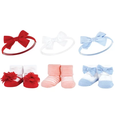 Hudson Baby Infant Girl 12Pc Headband And Socks Giftset, Red Blue, One Size 1 Hudson Baby Infant Girl 12Pc Headband And Socks Giftset, Red Blue, One Size