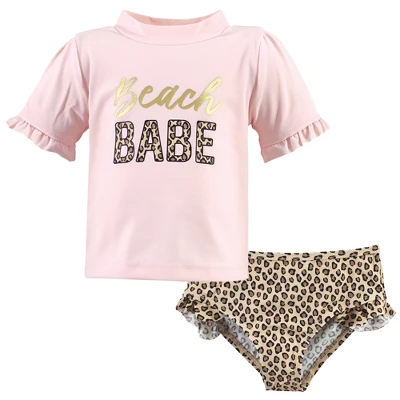Hudson Baby Infant And Toddler Girl Swim Rashguard Set, Beach Babe 4 Hudson Baby Infant And Toddler Girl Swim Rashguard Set, Beach Babe - Image 4