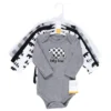 Hudson Baby Infant Boy Cotton Long-Sleeve Bodysuits, Baby Bear Gray Black 5-Pack