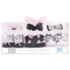 Hudson Baby Infant Girl Headband And Socks Giftset 6pc, Black Pink Bows, One Size