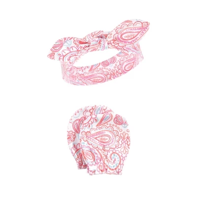 Hudson Baby Infant Girl Cotton Headband And Scratch Mitten Set, Flamingo, 0-6 Months 3 Hudson Baby Infant Girl Cotton Headband And Scratch Mitten Set, Flamingo, 0-6 Months - Image 3