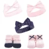 Hudson Baby Infant Girl 10Pc Headband And Socks Set, Pink Polka Dot, 0-9 Months