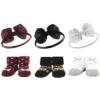 Hudson Baby Infant Girl 12Pc Headband And Socks Giftset, Burgundy Leopard Blush Taupe, One Size