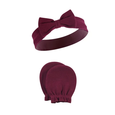 Hudson Baby Infant Girl Cotton Headband And Scratch Mitten Set, Rose, 0-6 Months 3 Hudson Baby Infant Girl Cotton Headband And Scratch Mitten Set, Rose, 0-6 Months - Image 3