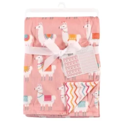 Hudson Baby Infant Girl Plush Mink Blanket, Llama, One Size