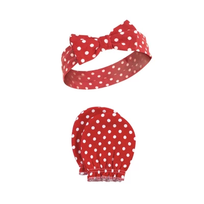 Hudson Baby Infant Girl Cotton Headband And Scratch Mitten Set, Houndstooth, 0-6 Months 3 Hudson Baby Infant Girl Cotton Headband And Scratch Mitten Set, Houndstooth, 0-6 Months - Image 3