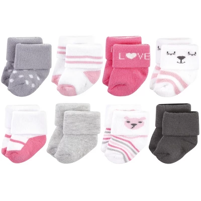 Hudson Baby Infant Girl Cotton Rich Newborn And Terry Socks, Bear Girl 6 Hudson Baby Infant Girl Cotton Rich Newborn And Terry Socks, Bear Girl - Image 6