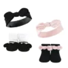 Hudson Baby Infant Girl 8Pc Headband And Socks Set, Velvet Knot, 0-9 Months