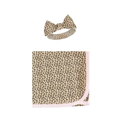 Hudson Baby Infant Girl Gown, Swaddle Blanket And Cap Or Headband, Leopard Mamas Mini, 0-6 Months 2 Hudson Baby Infant Girl Gown, Swaddle Blanket And Cap Or Headband, Leopard Mamas Mini, 0-6 Months - Image 2
