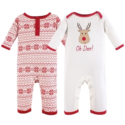 Hudson Baby Infant Cotton Coveralls 2pk, Reindeer 2 Hudson Baby Infant Cotton Coveralls 2pk, Reindeer - Image 2