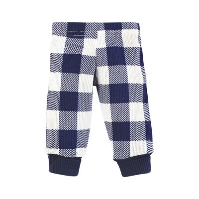 Hudson Baby Boys Thermal Preemie Layette Set 4pc Short Sleeve Outfit, Navy Plaid, Preemie 4 Hudson Baby Boys Thermal Preemie Layette Set 4pc Short Sleeve Outfit, Navy Plaid, Preemie - Image 4