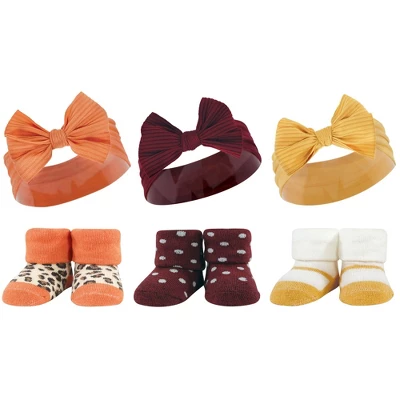 Hudson Baby Infant Girl 12Pc Headband And Socks Giftset, Burgundy Orange, One Size 1 Hudson Baby Infant Girl 12Pc Headband And Socks Giftset, Burgundy Orange, One Size