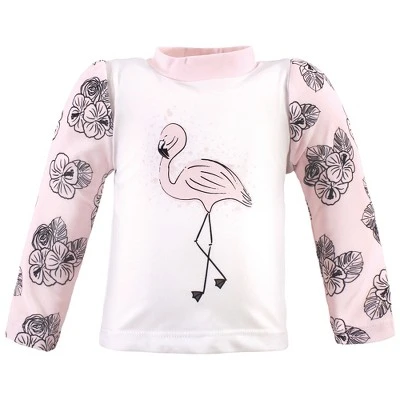 Hudson Baby Infant And Toddler Girl Swim Rashguard Set, Floral Flamingo 2 Hudson Baby Infant And Toddler Girl Swim Rashguard Set, Floral Flamingo - Image 2