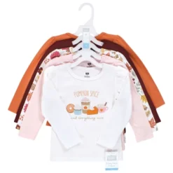 Hudson Baby Infant And Toddler Girl Long Sleeve T-Shirts, Fall Pumpkin Spice