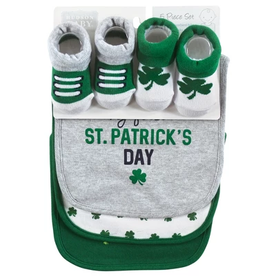 Hudson Baby Infant Boy Cotton Bib And Sock Set, Cutest Clover, 0-9 Months 1 Hudson Baby Infant Boy Cotton Bib And Sock Set, Cutest Clover, 0-9 Months