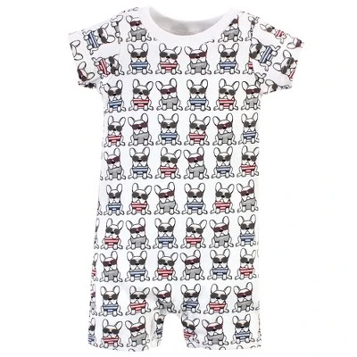 Hudson Baby Infant Boy Cotton Rompers 3pk, French Dog 2 Hudson Baby Infant Boy Cotton Rompers 3pk, French Dog - Image 2