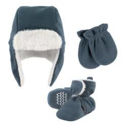 Hudson Baby Infant Boy Trapper Hat, Mitten And Bootie Set, Coronet Blue -Hudson Baby Store GUEST 6887b623 284d 4439 bc74 567bf728b84d