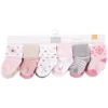 Hudson Baby Infant Girl Cotton Rich Newborn And Terry Socks, Pink Gray Aztec