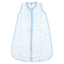 Hudson Baby Infant Boy Muslin Cotton Sleeveless Wearable Sleeping Bag, Sack, Blanket, Blue Sheep