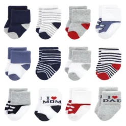 Hudson Baby Infant Boy Cotton Rich Newborn And Terry Socks, Mom Dad Boy Navy Red -Hudson Baby Store GUEST 69a31ade 2cbd 4af1 aecf cb7b47714732